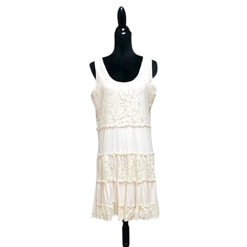 Anne French Womens Ivory Lace Cottagecore Knee-Length Tank Dress Women's Size XL